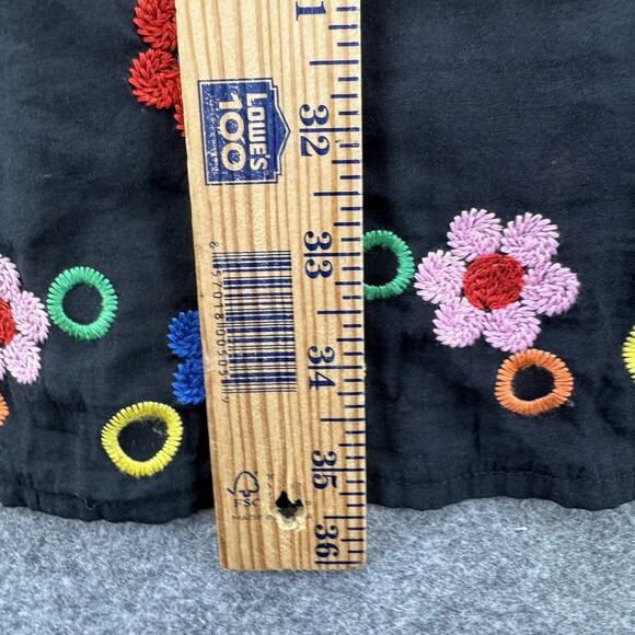 Savanna Jane Womens Floral Embroidered Shift Dress Size S Black Colorful Fiesta - Picture 7 of 7